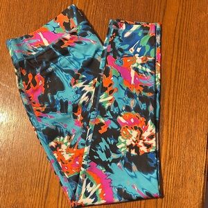 Fila Women's Multicolor Floral Tie-Dye Leggings - Teal, Orange, Pink, Black
